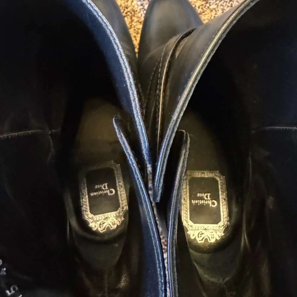 Christian Dior Black Ankle Leather Boots w Silver Buckle Size 40 - Picture 16 of 16